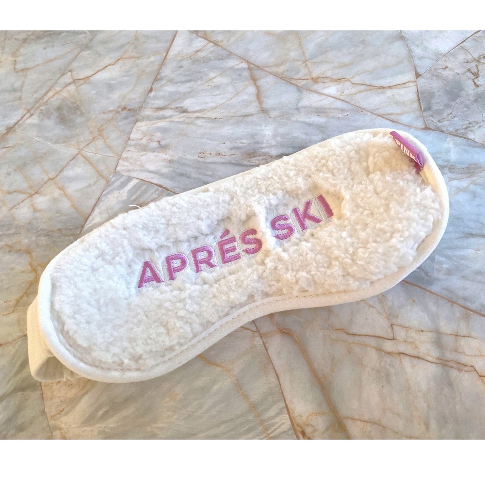 Victorias Secret PINK Apres Ski Sherpa Sleep Mask White Purple Metallic Eye Mask